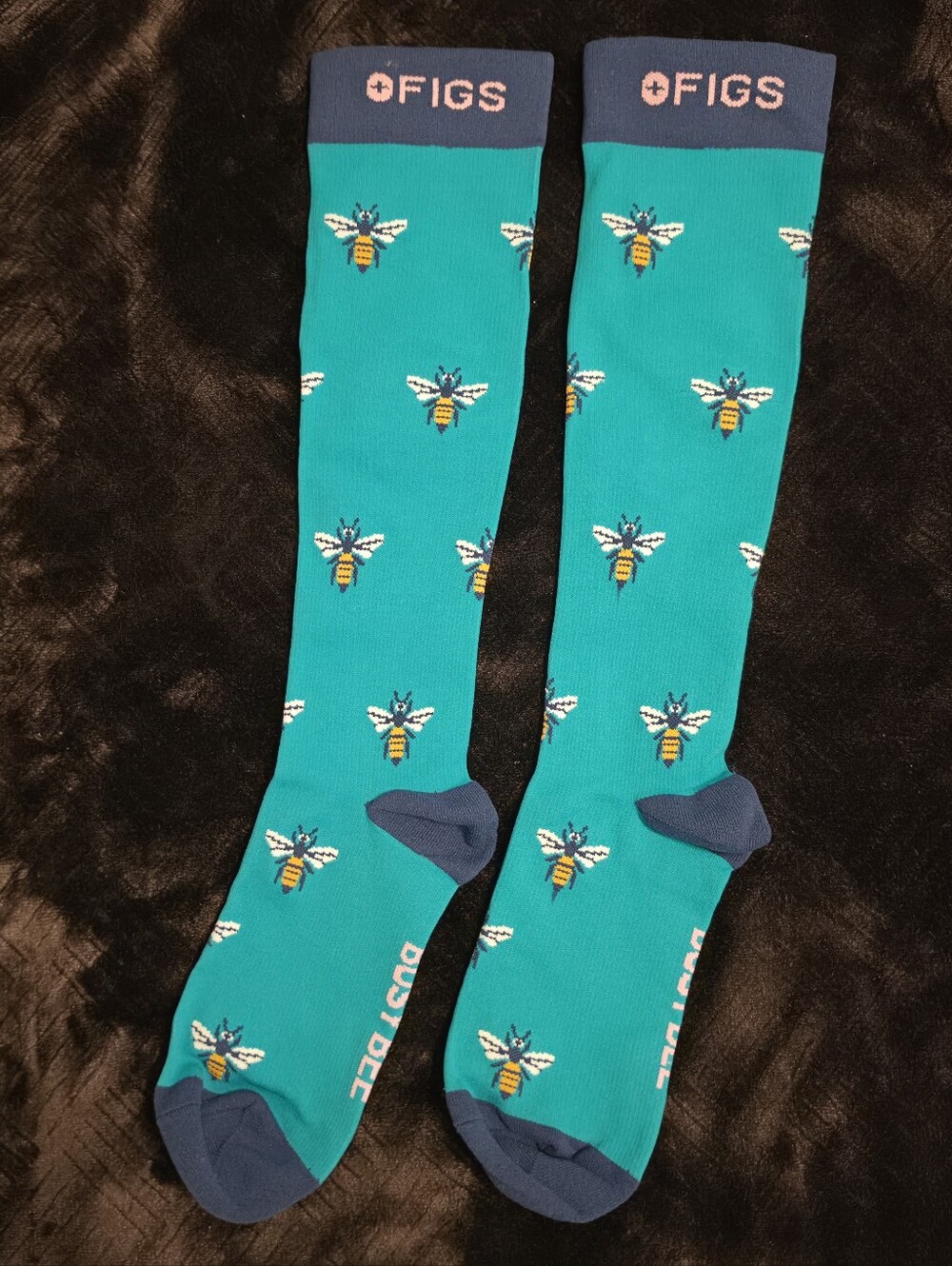 New FIGS Green Busy Bees Compression Socks